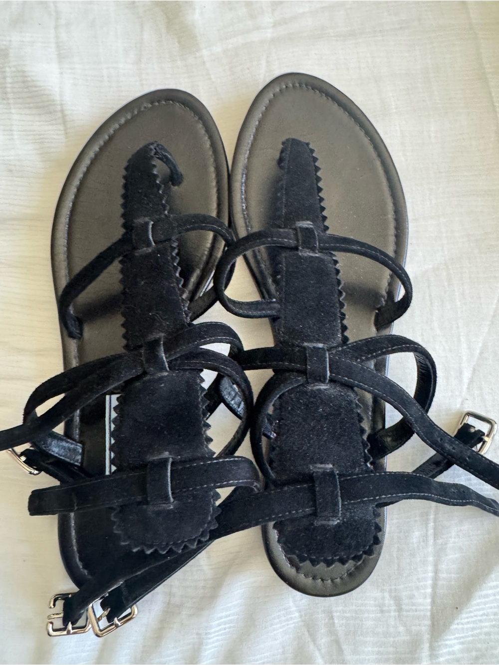 Prada Black Suede Strappy Gladiator Sandals